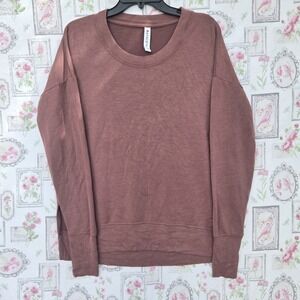 Athleta Pink Long Sleeve Crewneck Sweatshirt Thumbholes Size Small